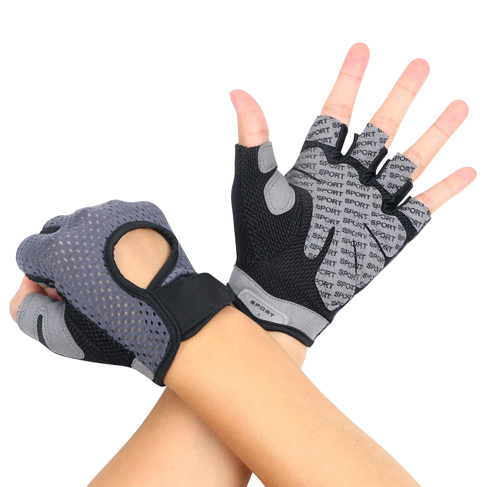 flintronic Gym Gloves, Breathable Training Gloves with Microfiber Fabric, No-Slip Silicone Padded Palm Protection and Extra Grip, Fitness Gloves for Men&Women, Weight Lifting/Cross Fit/Cycling