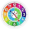 3D Kids Colorful Learning Wall Clock - Easy to Read - Telling Time Teaching Clock for Kids - Classroom Bedroom Wall Decor - Silent Analog Kids Clock for Homeschool, Playrooms, Nursery (12 inch)