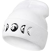 MixYoke Gothic Moon Phase Skull Beanie Hats for Men Women, Warm Embroidery Winter Hat for Birthday Christmas & New Year