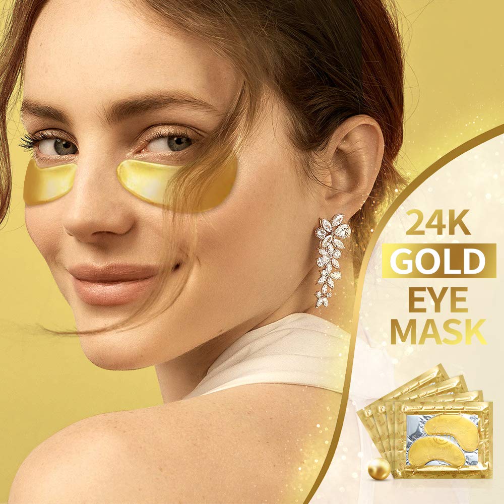 24K Gold Under Eye Mask Eye Patches Treatment for Puffy Eyes Pure