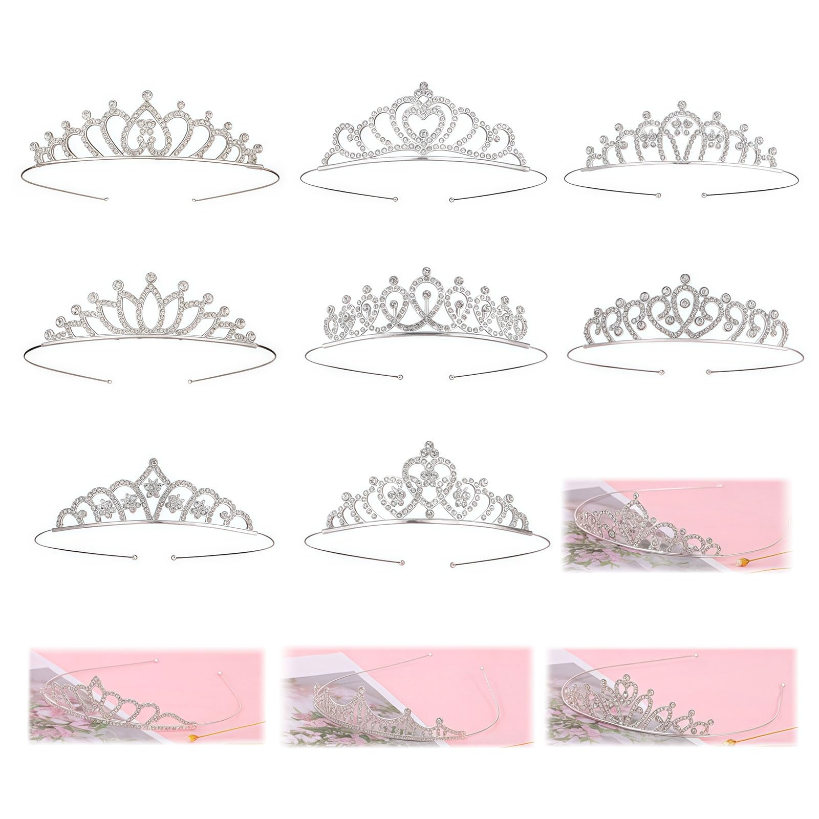 Xanthelle Crown, 12 Pieces Tiara for Girls as Princess Crown Birthday Tiara Silver