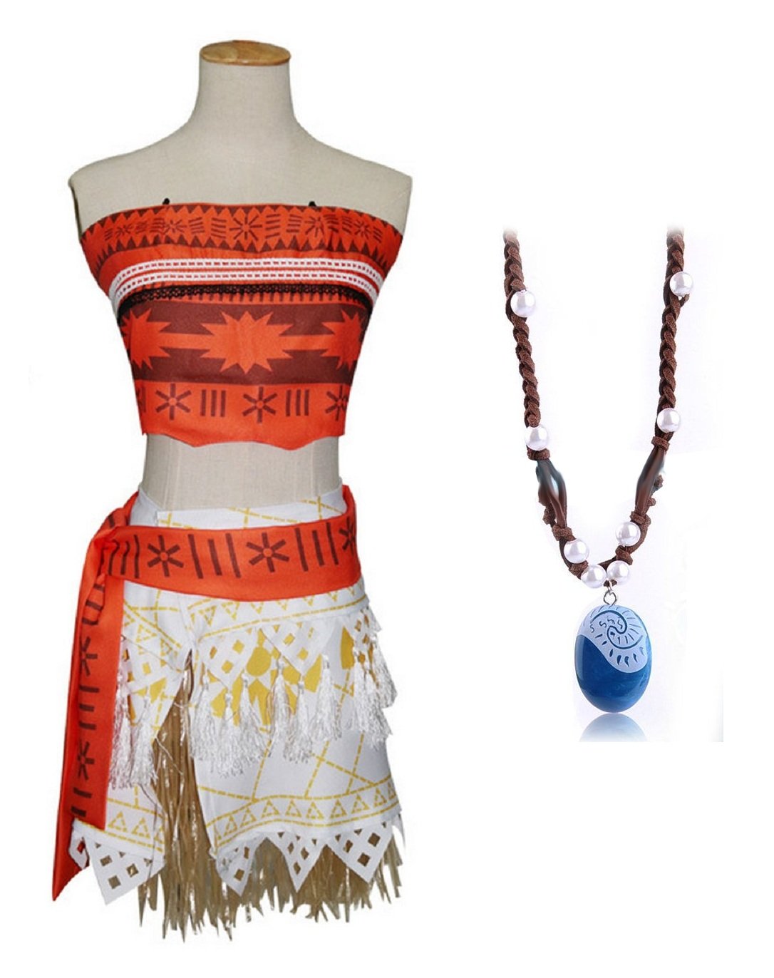 Costume Da Bambina Moana/Vaiana Con Fascia, Collana E Orecchini | Vestito Cosplay Poliestere