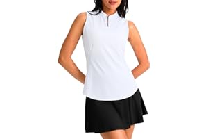 Soothfeel Women's Golf Polo Shirt Tank Tops Sleeveless 1/4 Zipper Collarless Quick Dry Athletic Tennis Shirts for Women