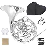 Double French Horn 4 Key F/Bb Suitable for beginners and musicians | Made of brass, with a rich, full-bodied tone;Waterproof Shockproof Carry Case;Smooth Ergonomic Key Layout