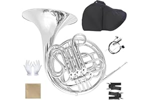 Double French Horn 4 Key F/Bb, Professional Brass Gold Lacquer Orchestral Instrument with Case, Mouthpiece, Tuner, Mute, Glov