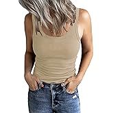 GEMBERA Women's Sleeveless Scoop Neck Ribbed Tank Tops Fitted Basic Cami Tee Shirts