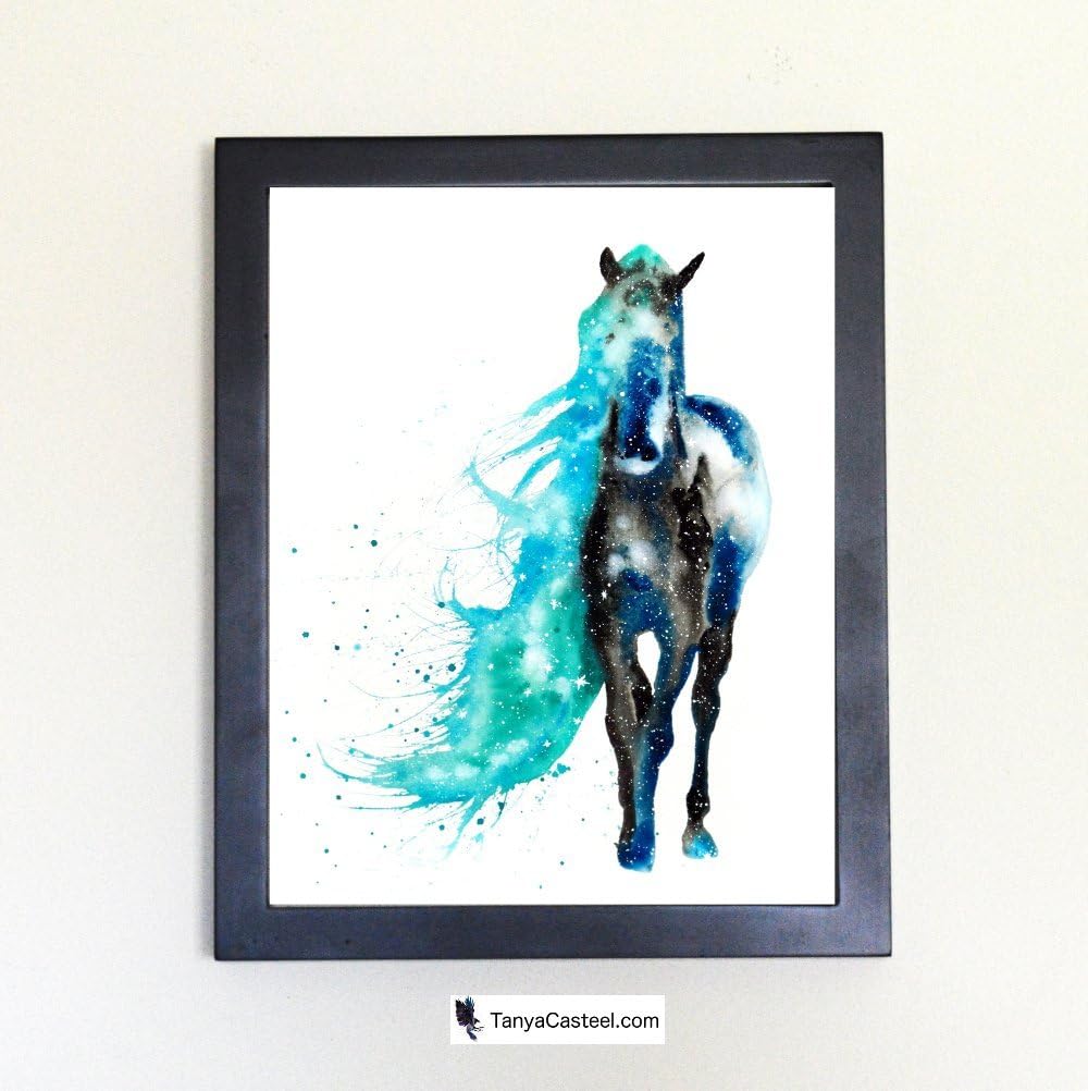 Wild Horse Cosmic Animal Art Print from Watercolor Painting