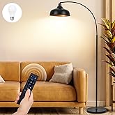 Arch Floor Lamps with Remote - Dimmable Floor Lamp 70”, Black Tall Lamp with 360° Adjustable Hanging Metal Shade, Arc Lamps F