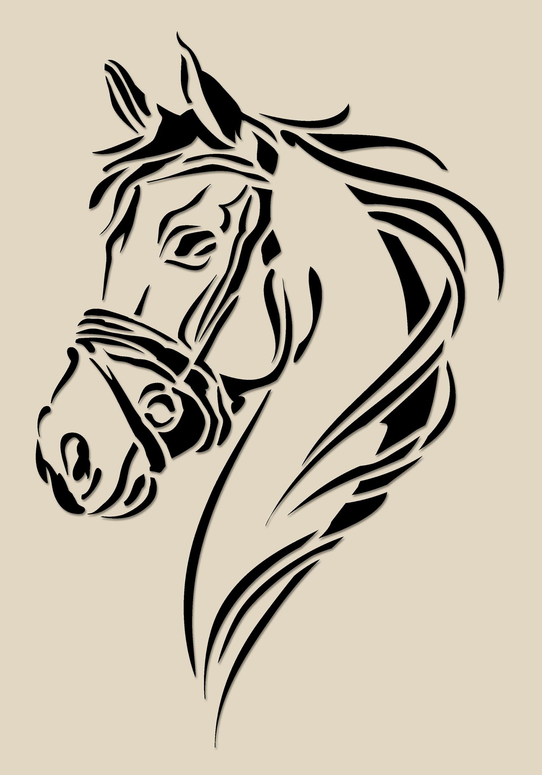 Horse Stencils, Large Format Wall Art Painting Stencil, Reusable Plastic Template (HORSE-10, S)