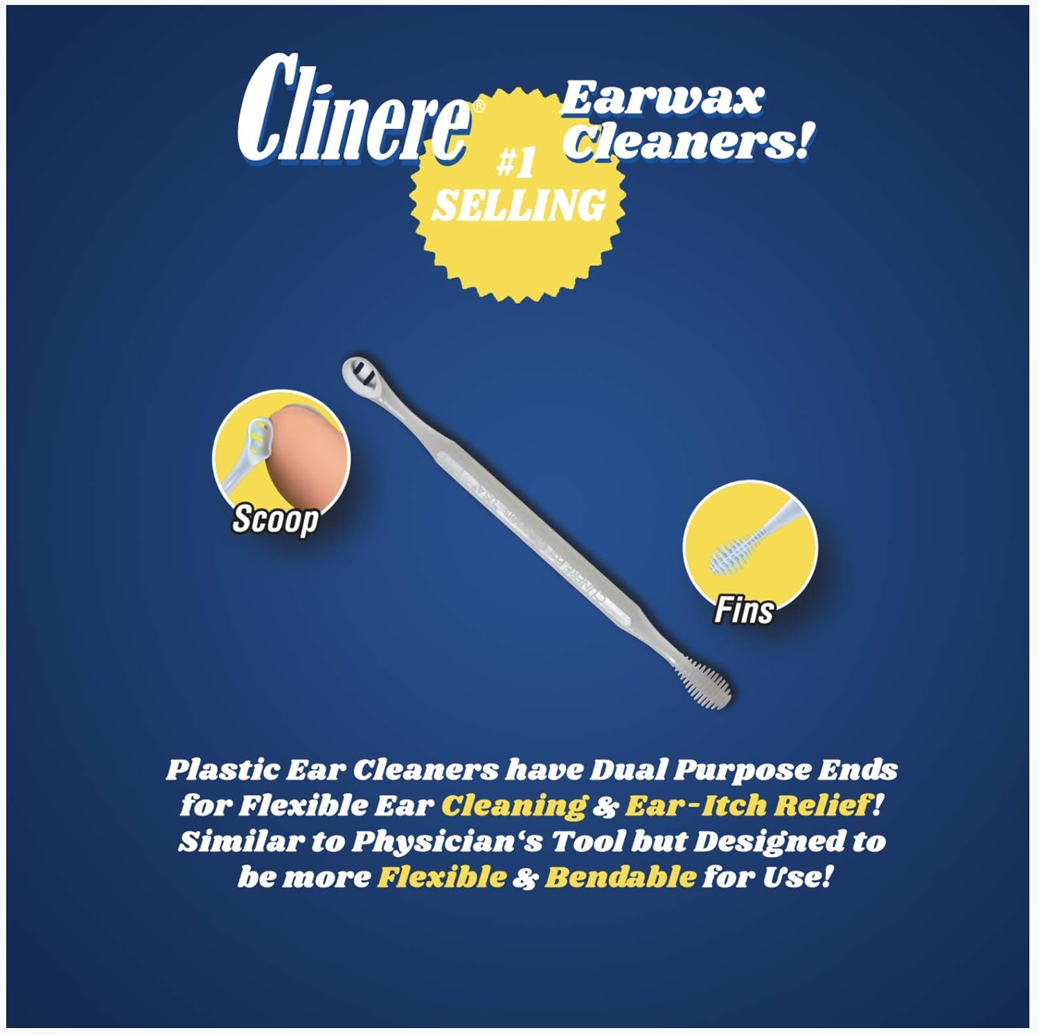 Clinere® Ear Cleaners, 10 Count, (Pack of 3) Earwax Remover Tool Safely and Gently Cleaning Ear Canal at Home, Ear Wax Cleaner Tool, Itch Relief, Ear Wax Buildup, Works Instantly, Earwax Cleaners: Health & Personal Care
