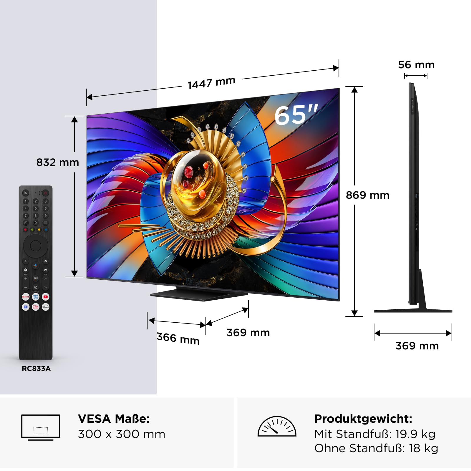 TCL 65Q7D Pro SQD-Mini LED 65 Zoll Fernseher, 4K Smart TV, Google TV 2