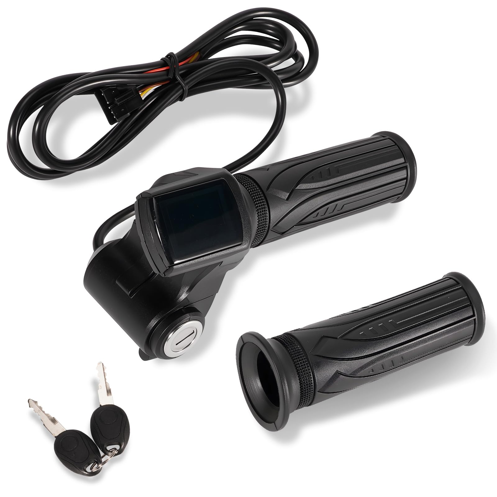 Photo 1 of leaptrend 36V E-Scooter Throttle with LCD Display, Switch & 2 Keys Fit for Gotrax Flex and Hoverfly Z5 Electric Scooter Twist Accelerator Handle Grip w/Battery Display Power Lock Light Switch, 6-Pin
