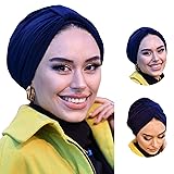 Navy Blue Band Turban for Women, Breathable Instant