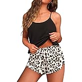 Ekouaer Womens Cami Pajama Sets Soft Shorts Lingerie Set Camisole 2 Piece Cami Shorts Pj Nightwear