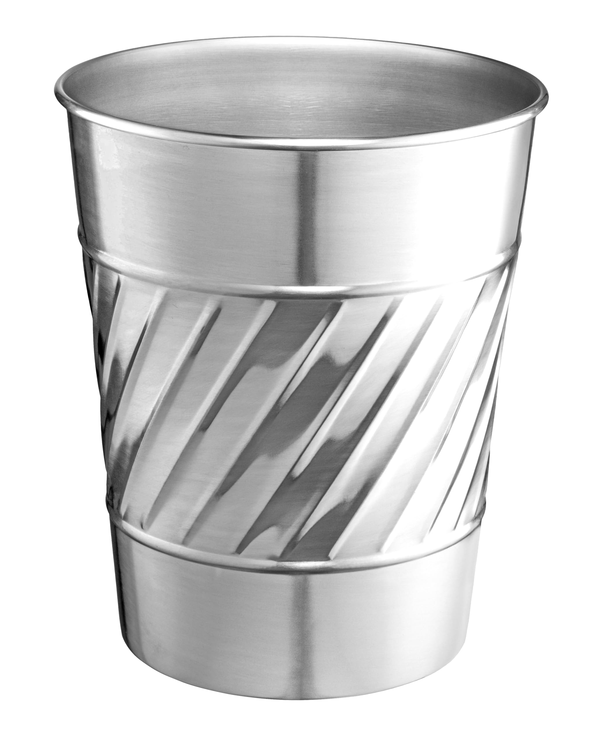 Photo 1 of Monarch Abode Nickel Chrome Handcrafted Wave Embossed Metal Wastebasket for Home Office, Decorative Waste Basket, Modern Bathroom Garbage Can, Durable & Decorative Trash Bin, Nickel Chrome Trash Can