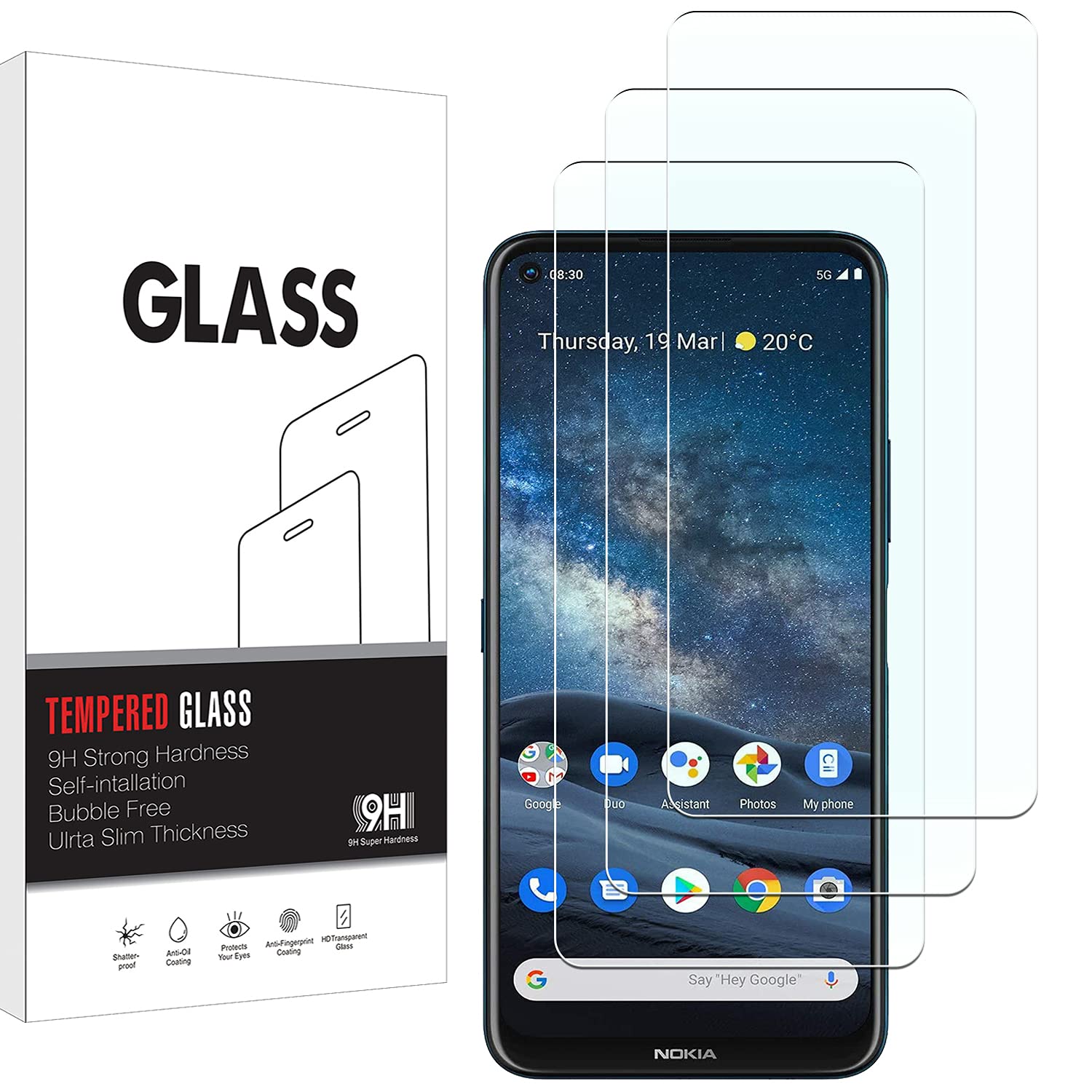 KELOLIN [Pack of 3] for Nokia 8.3 5G Tempered Glass Screen Protector, 9H Hardness, Anti-Scratch, Anti-Bubble, HD Clear Screen Protector Compatible with Nokia 8.3 5G