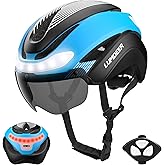 LUMDEER DARKNIGHT Bike Helmet - LED Turn Signals Front & Rear Light Rechargeable, Visor, Goggles for Ebike,Scooter Commuting, Adjustable Bicycle Helmets for Adults Men Women