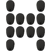 HIYANCO 12 Pack Headset Microphone Windscreen Foam Cover Soft Comfortable and High-density Lapel Mic Covers Pop Filter Replacement Windshield for Headset Microphone