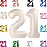 21 Balloon Number, Cream White Number 21st Birthday