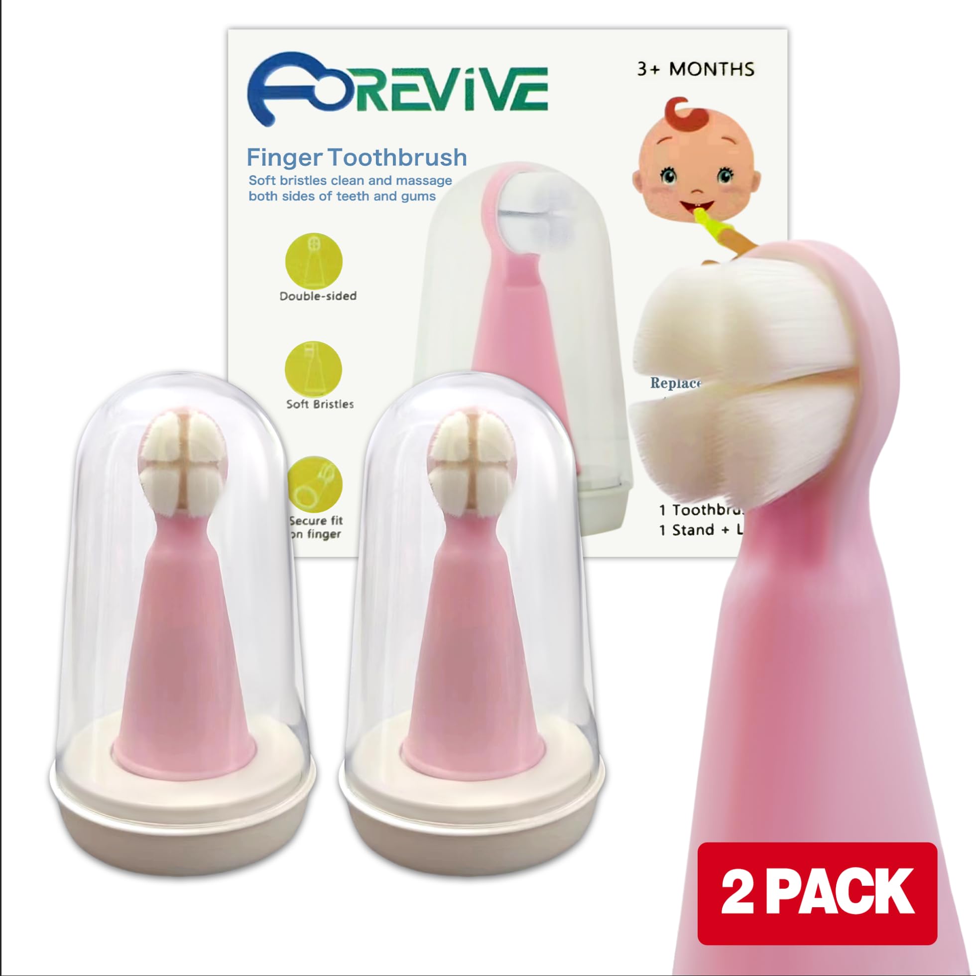 Photo 1 of FOREVIVE Finger Tooth Brushing Baby, Baby Silicone Toothbrush, Newborns Toddler Toothbrush, Soft Infant Oral Cleaner with Travel Storage Case, 2 Pcs