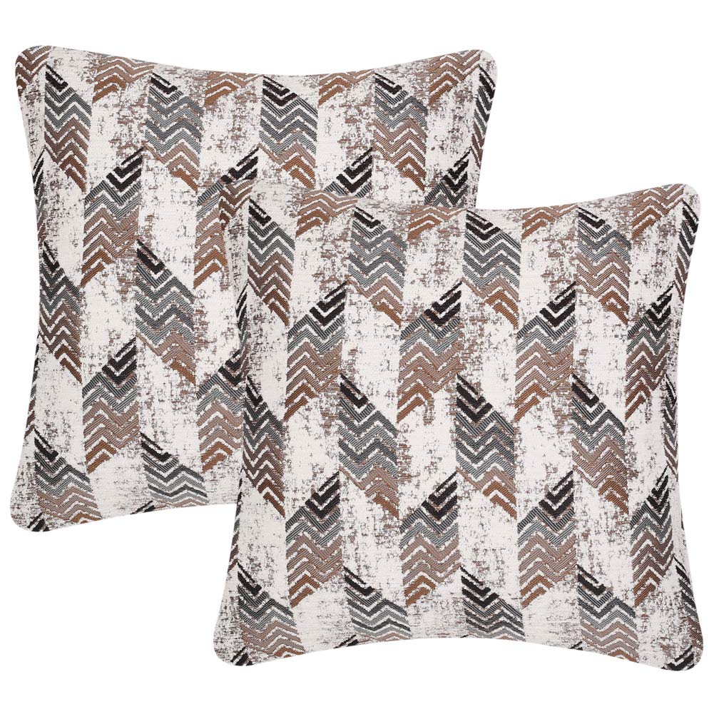 Yeiotsy Pack of 2, Nordic Style Cozy Decorative Throw Pillow Covers for Sofa Bed Car Chair Geometric Cushion Cases Jacquard Chenille (Coffee Rhombus, 18 X 18 Inches) — image 1