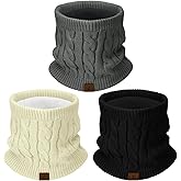 Goocoz Mens Scarf Winter Neck Gaiters 3PCS, Knit Neck Warmer with Thick Fleece Lining Scarves, Cold Weather Gear for Men Ski