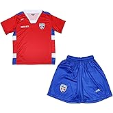 ARZA Youth Costa Rica Soccer Fan Uniform – Red Jersey and Blue Shorts Set, Lightweight Polyester