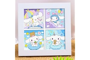 ROFOLO Children's Diamond Art Painting Set, Children's Frame Art and Crafts, 4-Frame Digital Full Diamond Painting Set Home Decoration (Blue-Cinn)