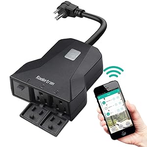 Outdoor WiFi Smart Outlet Plug with Energy Monitoring and Timer Function,Koolertron Wireless Remote Control Smart Plug with 3 Individual Sockets Compatible with Alexa Echo Google Home IFTTT