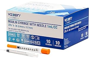 Vaxxen Labs U100 1mL 1cc 27G x 1/2" (8mm) - Box of 100