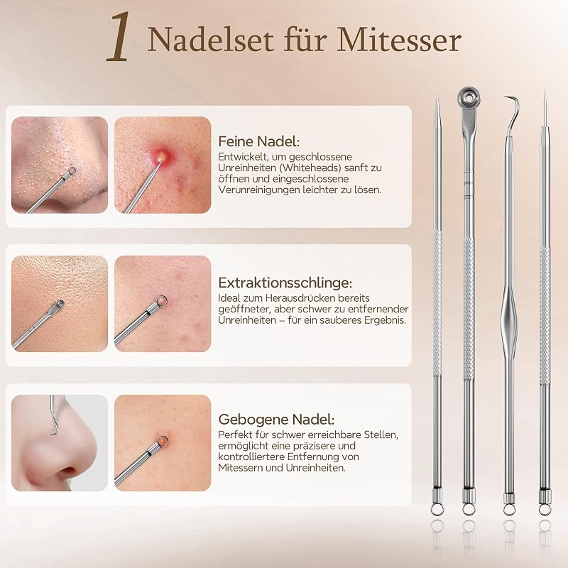 Mitesserentferner 3 Modi 5 Aufsätze Porenreiniger Mitesser Sauger Weiß — Foto 4 von 7