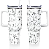 Xspatroias Merry Christmas 40 oz Tumbler with Lid Handle and Straw Christmas Reindeer Stainless Steel Double Walled Insulated Cup Winter Holiday Xmas Travel Mug Gifts for Men and Women (1PC)