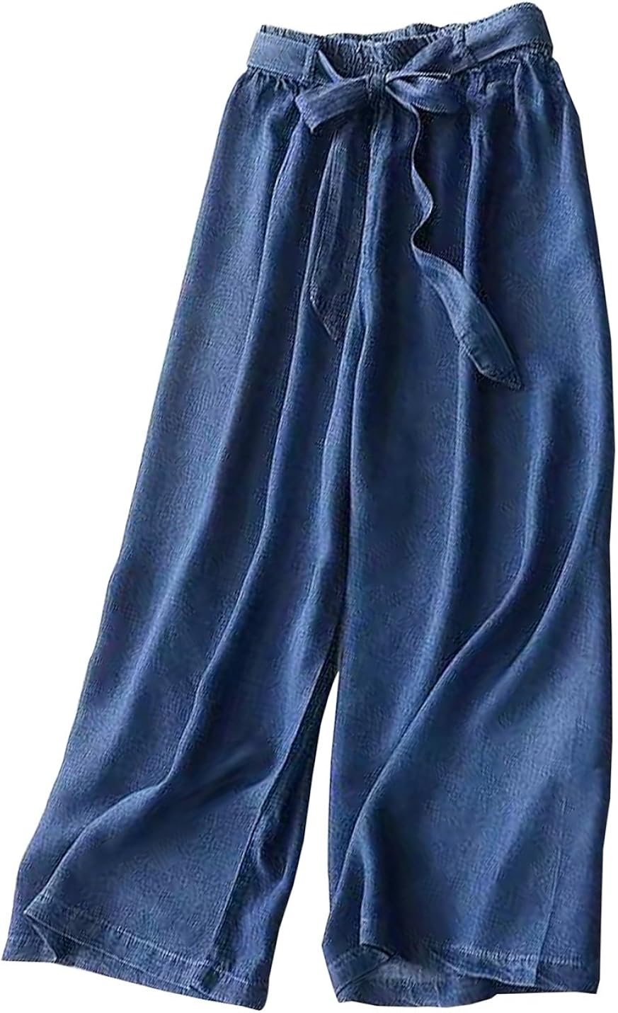 wide leg denim palazzo pants