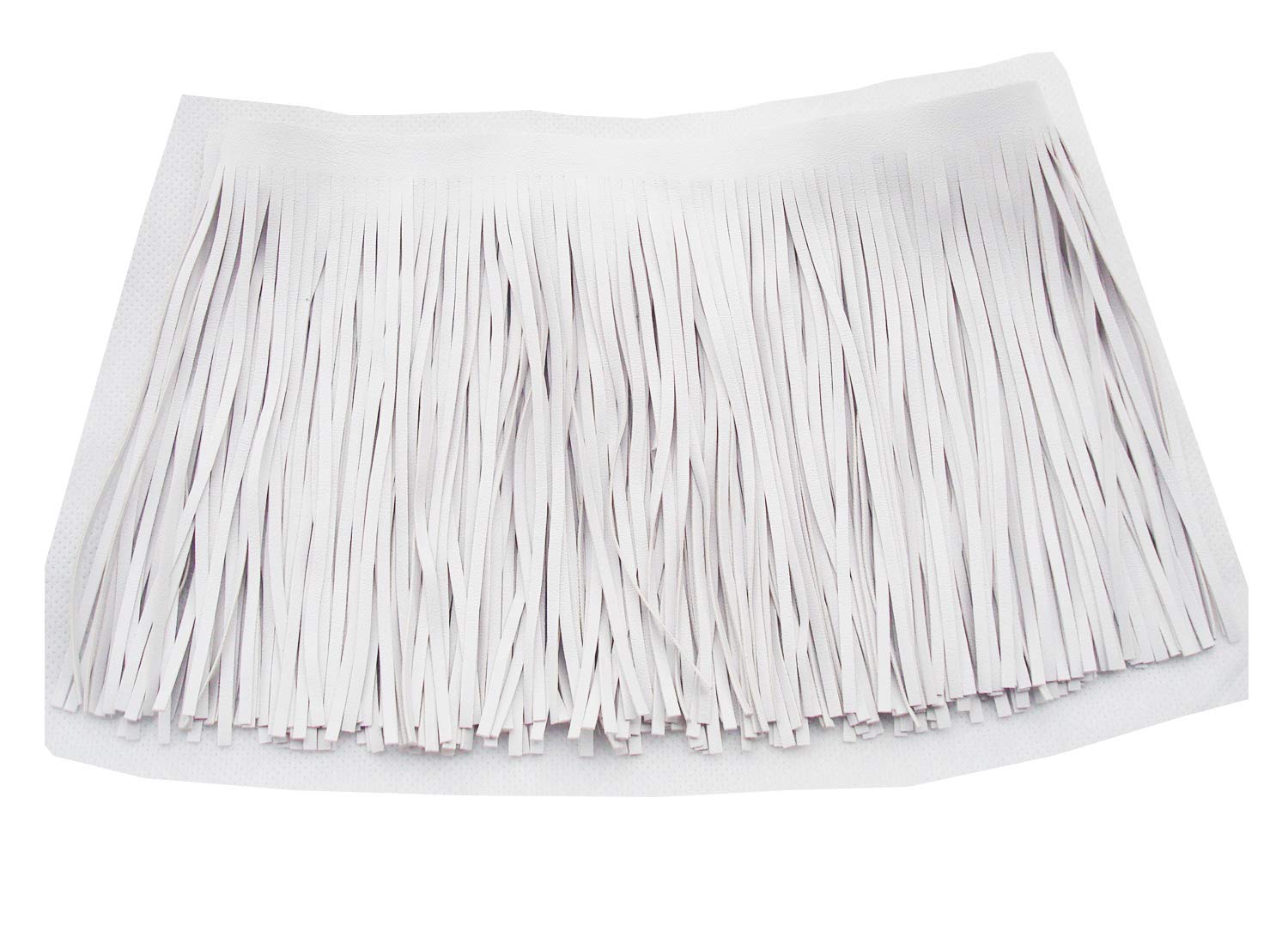 PU Leather Tassels Lace Trims Adornment DIY Craft Cloth Bag Shoes Row Fringe,Pack 1 Metre (White)