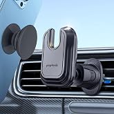 pop-tech Car Vent Phone Mount for Thick Socket Grip, Air Vent Clip Phone Holder Compatible with Magsafe Wallet Black &amp; iPhone Samsung Card Holder, Cellphone Stand with Sticky Adhesive