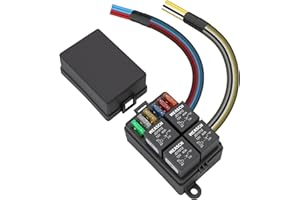 Weasch 12V Pre-Wired Fuse Relay Box, 4 Relays and 6 ATC/ATO Blade Fuses, 4-Pin 40A Relay Block and Kit, for Cars Truck Marine