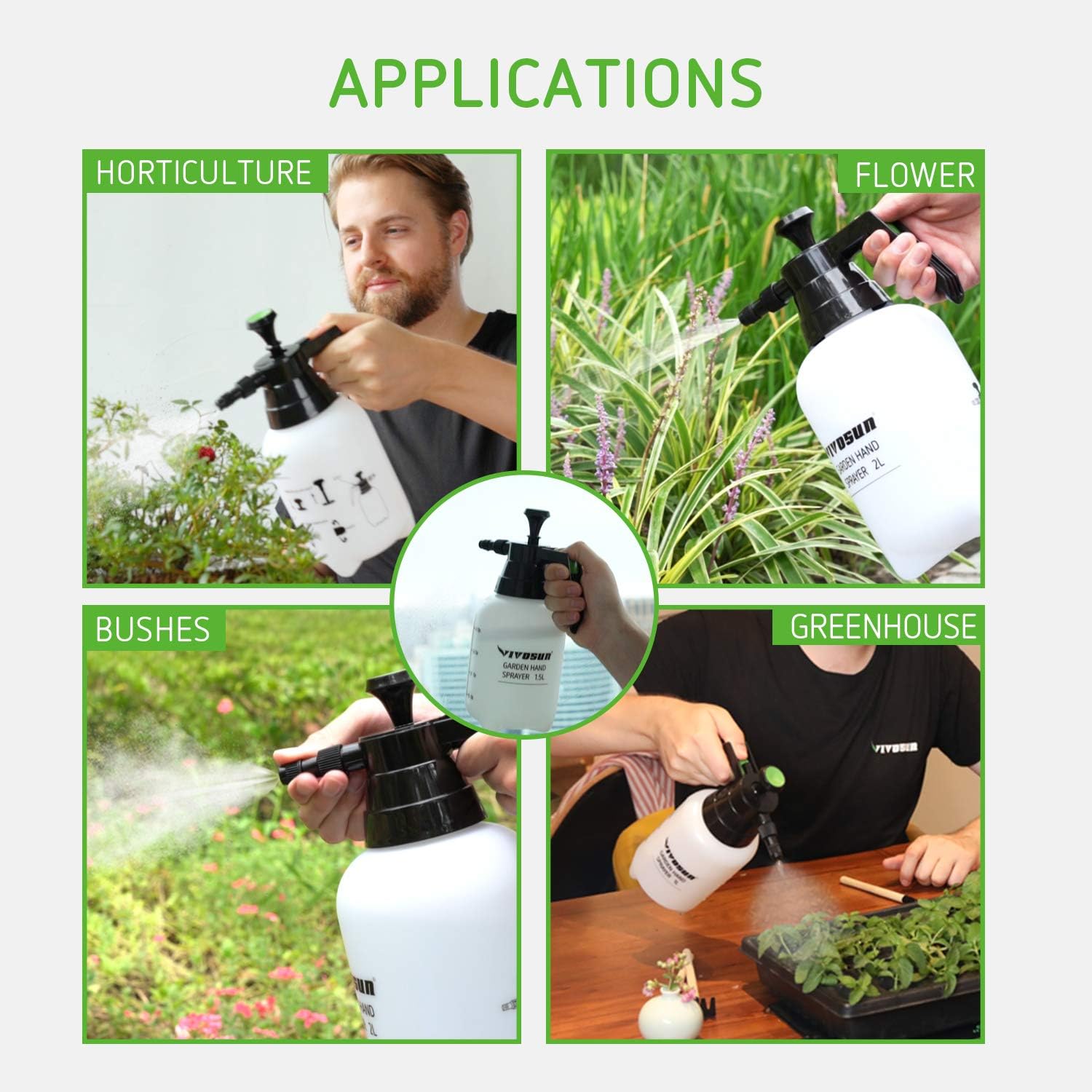 VIVOSUN 34oz Hand held Garden Sprayer Pump Pressure Water Sprayers, 0.27 Gallon Hand Sprayer for Lawn, Garden : Garden & Outdoor