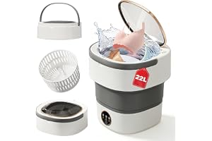 Portable Washing Machine - 22L Mini Foldable Washer with Spin Basket, 3 Cleaning Modes & Deep Cleaning for Small Clothes, Collapsible Laundry for Apartment, Home, Hotel and Travel (Gray)