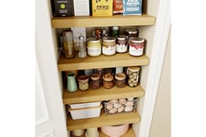 Giklux 6 PCS Wire Rack Covers for Pantry Wood Grain, 33''W * 16''D(Ready to Use) Faux Wood Shelf Covers for Wire Shelving, Rustic Closet Shelves Covering Toppers, for Pantry, Bathroom, Kitchen, Garage