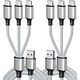 Puxnoin Multi Charging Cable, USB C Splitter Cable, 3 in 1 Fast Charging Cord with 3 Type-C Male Port Compatible with Cell Ph
