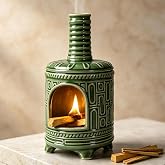 MOUGIGI Handmade Ceramic Palo Santo Holder & Mini Chiminea Incense Dish | Perfect for Palo Santo Sticks, altar，Sage, and Cone Burning-Zen Decor for Energy Cleansing, Yoga, Meditation & Aromatherapy
