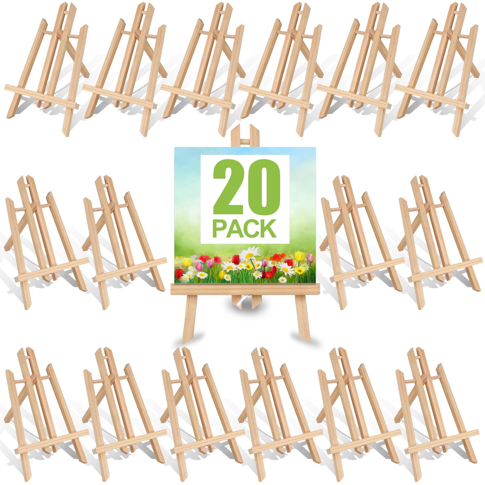 Photo 1 of (missing pieces) 20pack Portable Wood Easel - Desktop Display Rack for Parties and Events - Versatile Wood Art Stand for Artists and Creations