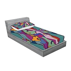 Lunarable Cat Fitted Sheet & Pillow Sham