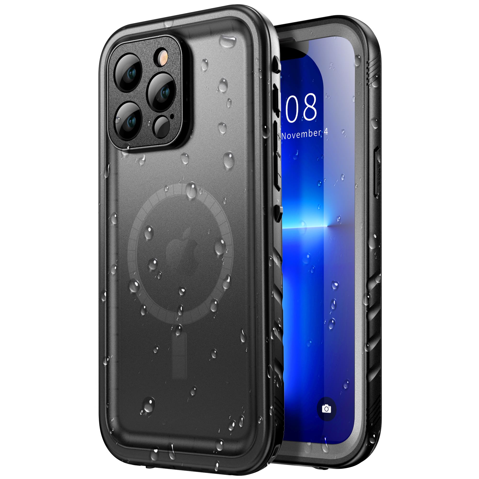 Photo 1 of SPORTLINK for iPhone 13 Pro Case Waterproof - Buit in Screen Protector [Compatible with MagSafe][IP68 Underwater][6.6FT Military Dropproof][Dustproof] Full Body Shockproof Case 6.1" Black