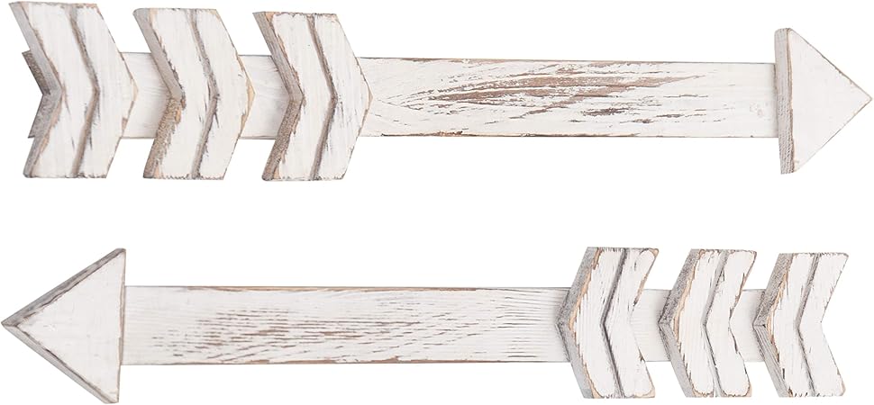 Amazon De Mygift Wanddeko Vintage Weiss Holz Pfeile 2er Set