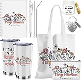 Gaiaring Daycare Teacher Appreciation Gifts Set 7 Pcs Tiny Humans Tamer Gifts Includes 20oz Tumbler, Canvas Bag Cosmetic Bag Notebook Pen Scented Oil and Keychain for Daycare Teachers