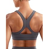 YEOREO Sports Bras for Women Medium Support Racerback Padded Running Bra Tracii Square Neck Wireless Workout Gym Crop Top