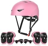 ValueTalks Kids Helmet and Pads Set 5-12 Pink ABS EPS Protective Gear view 1