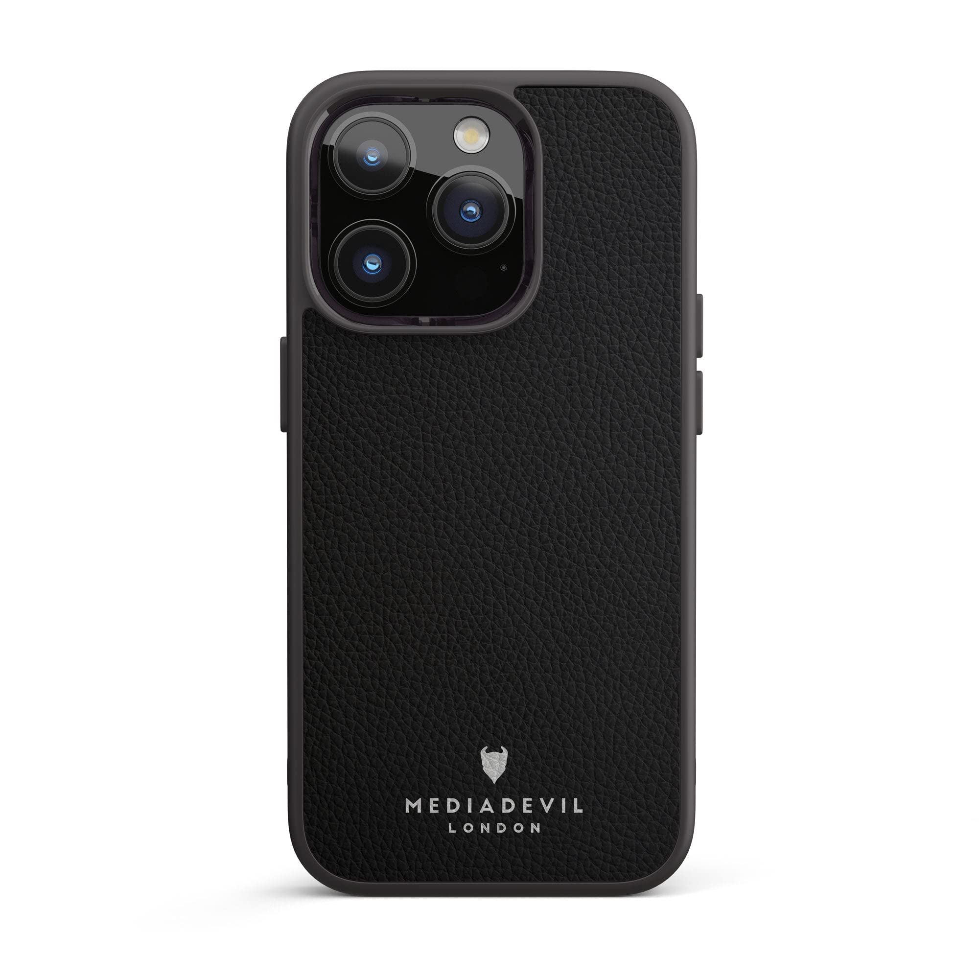 MediaDevil UK-Made Leather Case for iPhone 14 Plus (6.7") - Black Genuine Leather Bumper Case