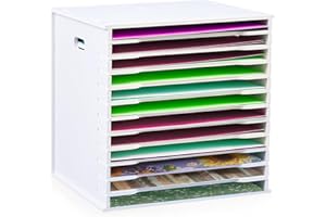 Yrangee Scrapbook Paper Storage,12 x 12''Paper Organizer for Desk, 12 Tier Craft paper Holder for Home Office